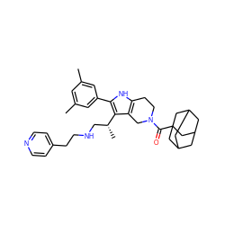 Cc1cc(C)cc(-c2[nH]c3c(c2[C@H](C)CNCCc2ccncc2)CN(C(=O)C24CC5CC(CC(C5)C2)C4)CC3)c1 ZINC000028823025