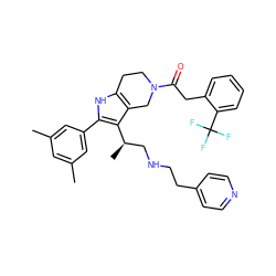 Cc1cc(C)cc(-c2[nH]c3c(c2[C@H](C)CNCCc2ccncc2)CN(C(=O)Cc2ccccc2C(F)(F)F)CC3)c1 ZINC000028823031