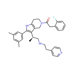 Cc1cc(C)cc(-c2[nH]c3c(c2[C@H](C)CNCCc2ccncc2)CN(C(=O)Cc2ccccc2F)CC3)c1 ZINC000028823029