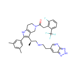 Cc1cc(C)cc(-c2[nH]c3c(c2[C@H](C)CNCCc2cnc4n[nH]nc4c2)CN(C(=O)Cc2c(F)cccc2C(F)(F)F)CC3)c1 ZINC000028823041