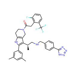 Cc1cc(C)cc(-c2[nH]c3c(c2[C@H](C)CNCc2ccc(-c4nnn[nH]4)cc2)CN(C(=O)Cc2c(F)cccc2C(F)(F)F)CC3)c1 ZINC000028823046