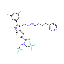 Cc1cc(C)cc(-c2[nH]c3ccc(C(=O)N(CC(F)(F)F)CC(F)(F)F)cc3c2CCNCCCCc2ccncc2)c1 ZINC000029465937