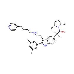 Cc1cc(C)cc(-c2[nH]c3ccc(C(C)(C)C(=O)N4[C@H](C)CC[C@H]4C)cc3c2CCNCCCCc2ccncc2)c1 ZINC000029465321