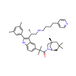 Cc1cc(C)cc(-c2[nH]c3ccc(C(C)(C)C(=O)N4C[C@@]5(C)C[C@H]4CC(C)(C)C5)cc3c2[C@H](C)CNCCCCc2ccncc2)c1 ZINC000100839279