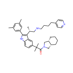 Cc1cc(C)cc(-c2[nH]c3ccc(C(C)(C)C(=O)N4C[C@H]5CCCC[C@H]5C4)cc3c2[C@H](C)CNCCCCc2ccncc2)c1 ZINC000026576977