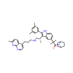 Cc1cc(C)cc(-c2[nH]c3ccc(C(C)(C)C(=O)N4C5CCC4CC5)cc3c2[C@H](C)CNCCCc2ccnc3nc(C)ccc23)c1 ZINC000027897116