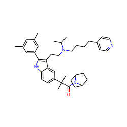 Cc1cc(C)cc(-c2[nH]c3ccc(C(C)(C)C(=O)N4C5CCC4CC5)cc3c2CCN(CCCCc2ccncc2)C(C)C)c1 ZINC000029417121