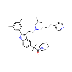 Cc1cc(C)cc(-c2[nH]c3ccc(C(C)(C)C(=O)N4C5CCC4CC5)cc3c2CCN(CCCCc2ccncc2)CC(C)C)c1 ZINC000029464344