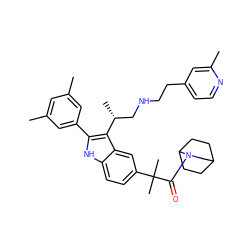 Cc1cc(C)cc(-c2[nH]c3ccc(C(C)(C)C(=O)N4CC5CCC4CC5)cc3c2[C@H](C)CNCCc2ccnc(C)c2)c1 ZINC000001912786