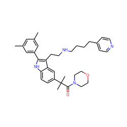 Cc1cc(C)cc(-c2[nH]c3ccc(C(C)(C)C(=O)N4CCOCC4)cc3c2CCNCCCCc2ccncc2)c1 ZINC000029466753