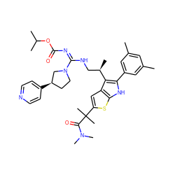 Cc1cc(C)cc(-c2[nH]c3sc(C(C)(C)C(=O)N(C)C)cc3c2[C@H](C)CN/C(=N/C(=O)OC(C)C)N2CC[C@@H](c3ccncc3)C2)c1 ZINC000028961293