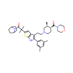 Cc1cc(C)cc(-c2[nH]c3sc(C(C)(C)C(=O)N4C5CCC4CC5)cc3c2CCN2CC[C@H](C(=O)N3CCOCC3)[C@H](C)C2)c1 ZINC000028961721