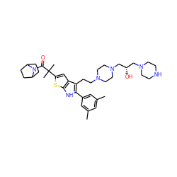 Cc1cc(C)cc(-c2[nH]c3sc(C(C)(C)C(=O)N4C5CCC4CC5)cc3c2CCN2CCN(C[C@@H](O)CN3CCNCC3)CC2)c1 ZINC000028961545