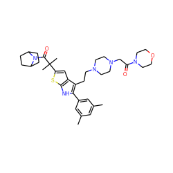 Cc1cc(C)cc(-c2[nH]c3sc(C(C)(C)C(=O)N4C5CCC4CC5)cc3c2CCN2CCN(CC(=O)N3CCOCC3)CC2)c1 ZINC000028961457