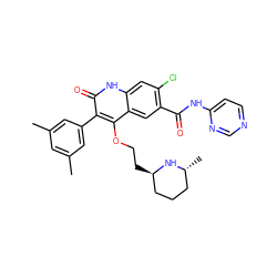 Cc1cc(C)cc(-c2c(OCC[C@@H]3CCC[C@@H](C)N3)c3cc(C(=O)Nc4ccncn4)c(Cl)cc3[nH]c2=O)c1 ZINC000029471277