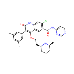 Cc1cc(C)cc(-c2c(OCC[C@@H]3CCC[C@H](C)N3)c3cc(C(=O)Nc4ccncn4)c(Cl)cc3[nH]c2=O)c1 ZINC000029471550