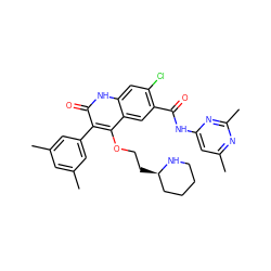 Cc1cc(C)cc(-c2c(OCC[C@@H]3CCCCN3)c3cc(C(=O)Nc4cc(C)nc(C)n4)c(Cl)cc3[nH]c2=O)c1 ZINC000027518263