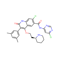 Cc1cc(C)cc(-c2c(OCC[C@@H]3CCCCN3)c3cc(C(=O)Nc4cc(Cl)ncn4)c(Cl)cc3[nH]c2=O)c1 ZINC000027518098