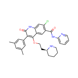 Cc1cc(C)cc(-c2c(OCC[C@@H]3CCCCN3)c3cc(C(=O)Nc4ccccn4)c(Cl)cc3[nH]c2=O)c1 ZINC000027518186