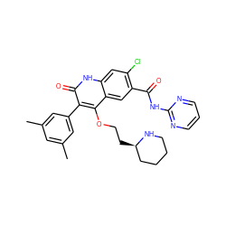 Cc1cc(C)cc(-c2c(OCC[C@@H]3CCCCN3)c3cc(C(=O)Nc4ncccn4)c(Cl)cc3[nH]c2=O)c1 ZINC000027519045