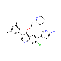 Cc1cc(C)cc(-c2cnc3cc(Cl)c(-c4ccc(N)nc4)cc3c2OCC[C@H]2CCCCN2)c1 ZINC000071296722