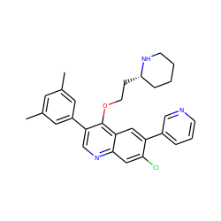 Cc1cc(C)cc(-c2cnc3cc(Cl)c(-c4cccnc4)cc3c2OCC[C@H]2CCCCN2)c1 ZINC000071329444