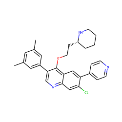 Cc1cc(C)cc(-c2cnc3cc(Cl)c(-c4ccncc4)cc3c2OCC[C@H]2CCCCN2)c1 ZINC000071296747