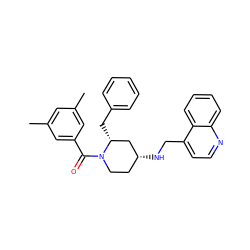 Cc1cc(C)cc(C(=O)N2CC[C@@H](NCc3ccnc4ccccc34)C[C@H]2Cc2ccccc2)c1 ZINC000027104500