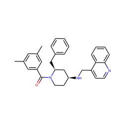 Cc1cc(C)cc(C(=O)N2CC[C@H](NCc3ccnc4ccccc34)C[C@@H]2Cc2ccccc2)c1 ZINC000027104495