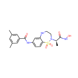 Cc1cc(C)cc(C(=O)Nc2ccc3c(c2)NCCN([C@H](C)C(=O)NO)S3(=O)=O)c1 ZINC000013518177