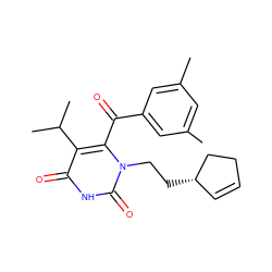 Cc1cc(C)cc(C(=O)c2c(C(C)C)c(=O)[nH]c(=O)n2CC[C@H]2C=CCC2)c1 ZINC000006521899