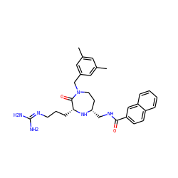 Cc1cc(C)cc(CN2CC[C@H](CNC(=O)c3ccc4ccccc4c3)N[C@H](CCCN=C(N)N)C2=O)c1 ZINC000206899520