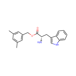 Cc1cc(C)cc(COC(=O)[C@@H](N)Cc2c[nH]c3ccccc23)c1 ZINC000013736183