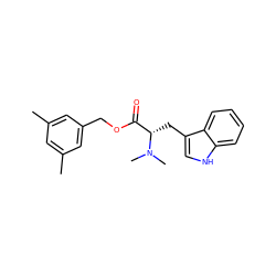 Cc1cc(C)cc(COC(=O)[C@H](Cc2c[nH]c3ccccc23)N(C)C)c1 ZINC000013736186