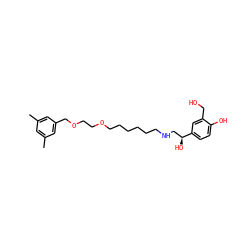 Cc1cc(C)cc(COCCOCCCCCCNC[C@H](O)c2ccc(O)c(CO)c2)c1 ZINC000038400054