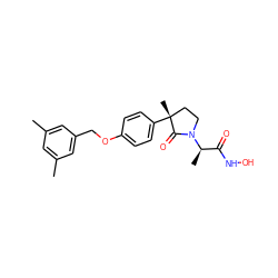 Cc1cc(C)cc(COc2ccc([C@]3(C)CCN([C@H](C)C(=O)NO)C3=O)cc2)c1 ZINC000013491932