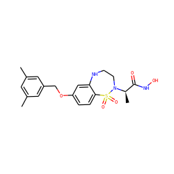 Cc1cc(C)cc(COc2ccc3c(c2)NCCN([C@H](C)C(=O)NO)S3(=O)=O)c1 ZINC000013518133