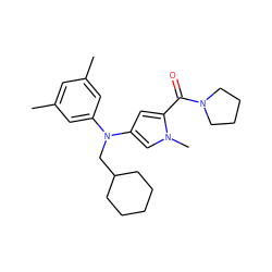 Cc1cc(C)cc(N(CC2CCCCC2)c2cc(C(=O)N3CCCC3)n(C)c2)c1 ZINC000040412134