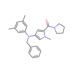 Cc1cc(C)cc(N(Cc2ccccc2)c2cc(C(=O)N3CCCC3)n(C)c2)c1 ZINC000040935217