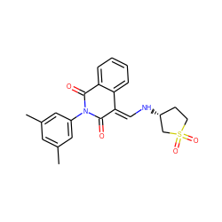 Cc1cc(C)cc(N2C(=O)/C(=C/N[C@@H]3CCS(=O)(=O)C3)c3ccccc3C2=O)c1 ZINC000020519511