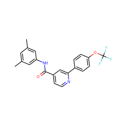 Cc1cc(C)cc(NC(=O)c2ccnc(-c3ccc(OC(F)(F)F)cc3)c2)c1 ZINC000064512799