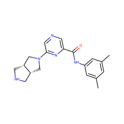 Cc1cc(C)cc(NC(=O)c2cncc(N3C[C@@H]4CNC[C@@H]4C3)n2)c1 ZINC000073195660