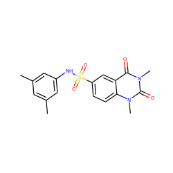 Cc1cc(C)cc(NS(=O)(=O)c2ccc3c(c2)c(=O)n(C)c(=O)n3C)c1 ZINC000004884637