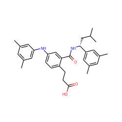 Cc1cc(C)cc(Nc2ccc(CCC(=O)O)c(C(=O)N[C@H](CC(C)C)c3cc(C)cc(C)c3)c2)c1 ZINC000038803405