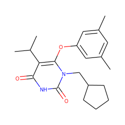 Cc1cc(C)cc(Oc2c(C(C)C)c(=O)[nH]c(=O)n2CC2CCCC2)c1 ZINC000006521912