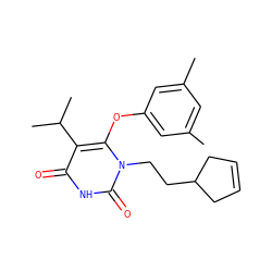 Cc1cc(C)cc(Oc2c(C(C)C)c(=O)[nH]c(=O)n2CCC2CC=CC2)c1 ZINC000006521917