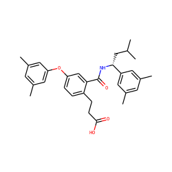 Cc1cc(C)cc(Oc2ccc(CCC(=O)O)c(C(=O)N[C@H](CC(C)C)c3cc(C)cc(C)c3)c2)c1 ZINC000049069436