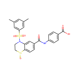 Cc1cc(C)cc(S(=O)(=O)N2CC[S@@+]([O-])c3ccc(C(=O)Nc4ccc(C(=O)O)cc4)cc32)c1 ZINC000114517361