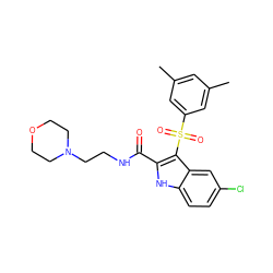 Cc1cc(C)cc(S(=O)(=O)c2c(C(=O)NCCN3CCOCC3)[nH]c3ccc(Cl)cc23)c1 ZINC000071316278