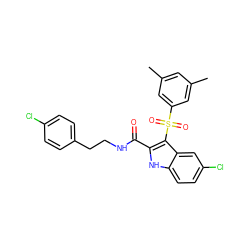 Cc1cc(C)cc(S(=O)(=O)c2c(C(=O)NCCc3ccc(Cl)cc3)[nH]c3ccc(Cl)cc23)c1 ZINC000169338657